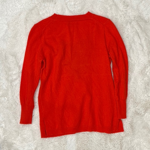 J. Crew Red Cashmere Crewneck Sweater Leopard Heart Medium Size - Picture 2 of 2